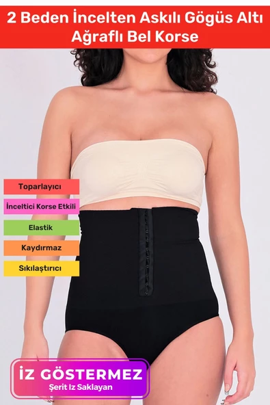 1 Beden İncelten Toparlayıcı Sıkılaştırıcı Vücut Şekillendirici Kaymaz Ağraflı Yüksek Bel Slip Korse ürün görseli