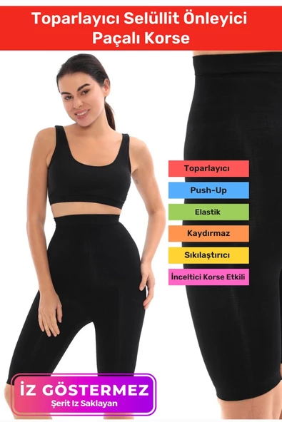 Premium Doğum Sezeryan Sonrası Vücut Kaymaz Silikonlu Toparlayıcı Selüllit Önleyici Paçalı Korse ürün görseli 1