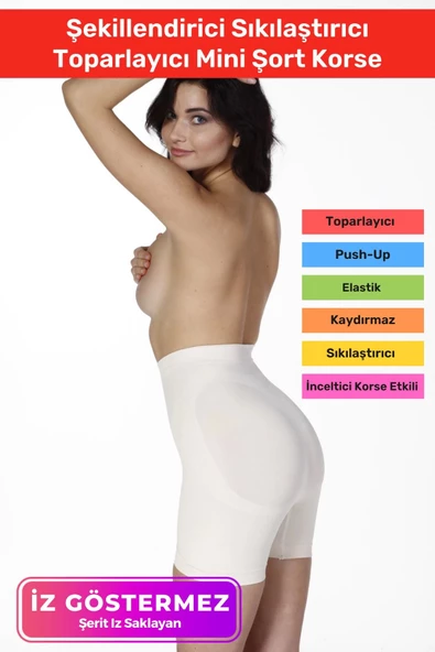 İz Göstermeyen Kaymaz Silikon Dikleştirici Şekillendirici Sıkılaştırıcı Toparlayıcı Mini Şort Korse ürün görseli