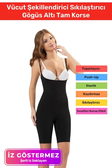 İz Göstermeyen Kaymaz Toparlayıcı Destekli Vücut Şekillendirici Sıkılaştırıcı Gögüs Altı Tam Korse ürün görseli