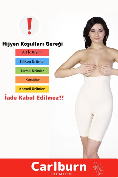 Yüksek Bel İnceltici Terlemeyi Önleyen Kaymaz Destekli İz Göstermeyen Uzun Paçalı Toparlayıcı Korse - Resim 7