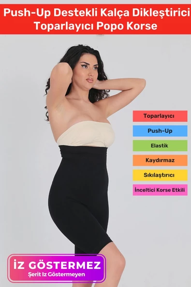 Yüksek Bel İz Göstermeyen Kayma Önleyen Push-Up Destekli İnceltici Dikleştirici Toparlayıcı Korse ürün görseli