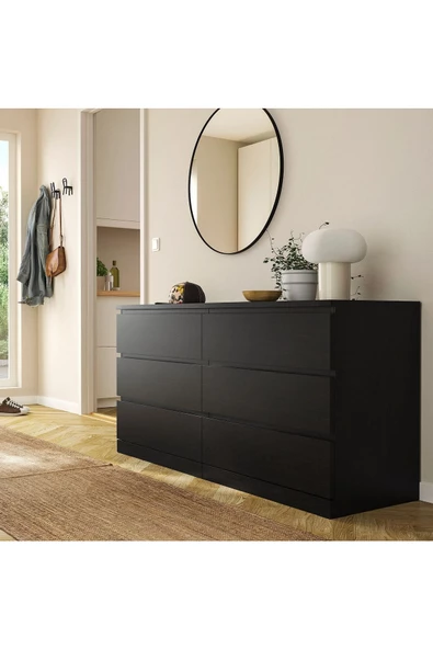 Venge Renk 160x78 cm 6 Çekmeceli  Stoperli Şifonyer Malm
