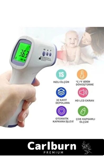 Premium Seri Kızılötesi Pilli Temassız Alın Boyun Bilek Hassas Ateş Ölçer Dijital Termometre - 4