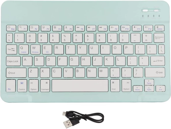 Apple iPad Air - iPad 5 9.7" Uyumlu Kablosuz Bluetooth Şarj Edlebilir Türkçe Q Klavye - Yeşil - 5