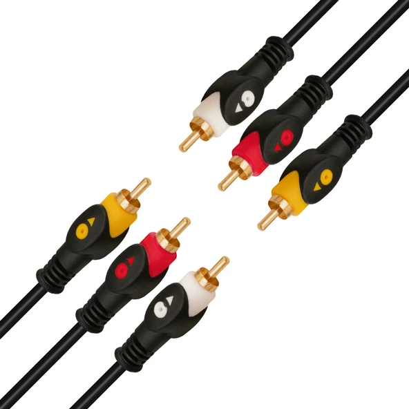 POWERMASTER 3 RCA + 3 RCA 1.5 METRE POŞETLİ GOLD 1. KALİTE KABLO