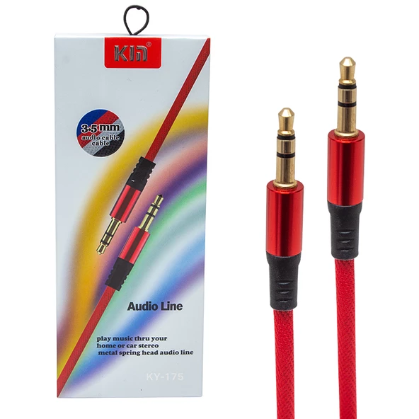 POWERMASTER PM-3777 3.5 MM 1.2 METRE ERKEK/ERKEK KIRMIZI STEREO AUX KABLO - 2