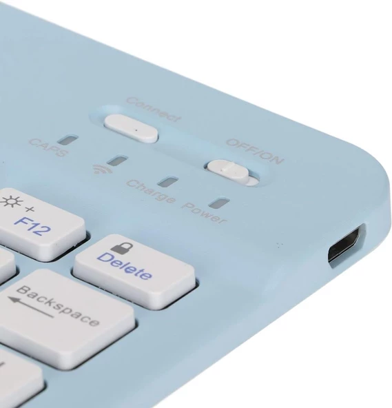 Apple iPad Pro 4. Nesil 11" Uyumlu Kablosuz Bluetooth Şarjlı Türkçe Q Klavye Mouse Seti - Mavi - 7