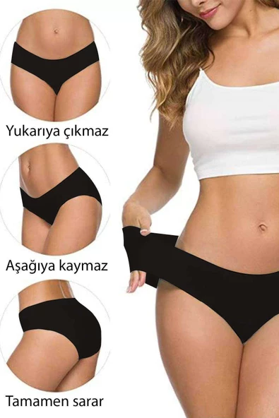 2 Adet Kadın Dikişsiz Lazer Kesim Esnek İz yapmayan Külot S1 - 5