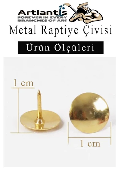 Metal Raptiye Çivisi 50 Adet 1 Paket Perçinli Altın Sarı Raptiye Nikel Kaplamalı Ev Okul Büro Yuvarlak Raptiye - 2