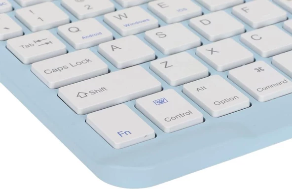 Amazon Fire HD 10 2019 10.1" Uyumlu Kablosuz Bluetooth Şarjlı Türkçe Q Klavye Mouse Seti - Mavi - Resim 3