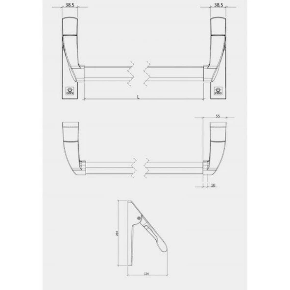 Gömme kilitli panik bar KOMPLE set 600G-PL panik bar + 66M dış kol + Dorma kaba iç kilit + yarım barel - 6