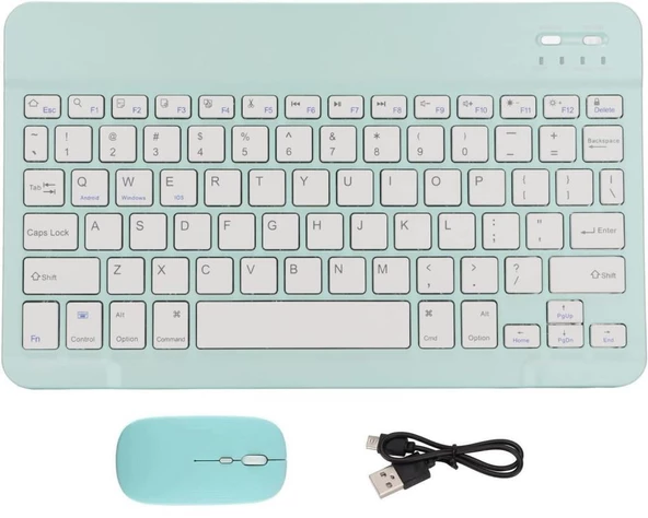 Welio Wpad Aura 10.1" Uyumlu Kablosuz Bluetooth Şarjlı Türkçe Q Klavye Mouse Seti - Yeşil - 9