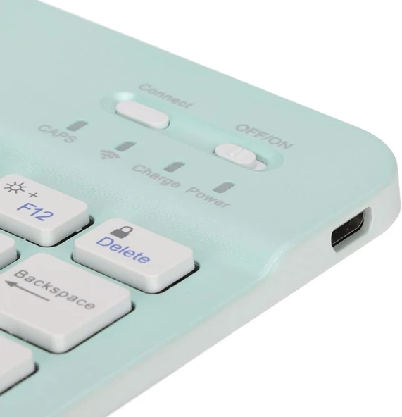 Samsung Galaxy Tab A9+ Plus X210 11" Uyumlu Kablosuz Bluetooth Şarjlı Türkçe Q Klavye Mouse Seti - Yeşil - 10