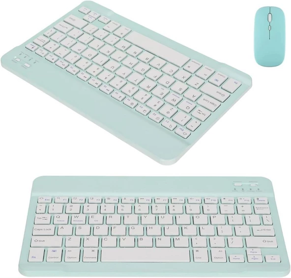 Hegitech Doogee T10E 10.1" Uyumlu Kablosuz Bluetooth Şarjlı Türkçe Q Klavye Mouse Seti - Yeşil - 7