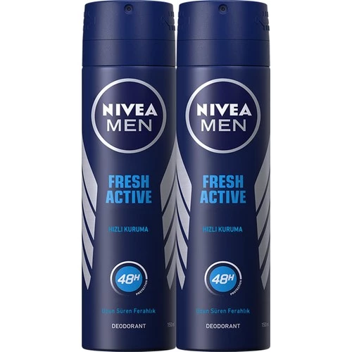 NIVEA Men Sprey Erkek Deodorant Fresh150 ml x2 Adet,48 Saat Koruma,Uzun Süren Ferahlık