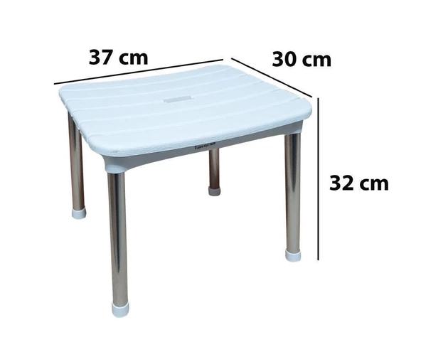 Çelik Ayna Alüminyum Ayaklı Paslanmaz Kare Tabure 910 - Resim 4