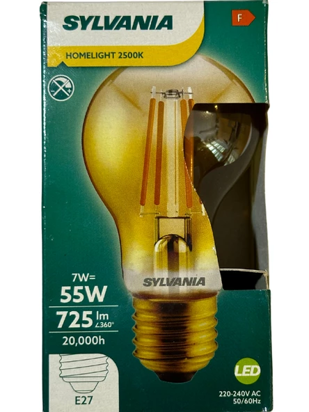 Sylvania 7W 2500K (Sarı Işık) E27 Duylu Rustik Led Ampul (8 Adet) - 2