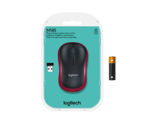 Logitech M185 910-002237 Kırmızı Optik Kablosuz Mouse - 5