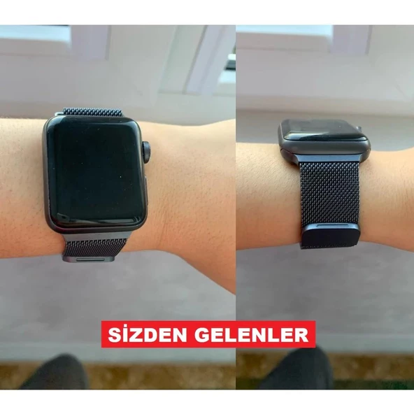 Apple Watch 38mm 40mm 42mm 44mm Çelik Mıknatıslı Hasır Kordon - 9