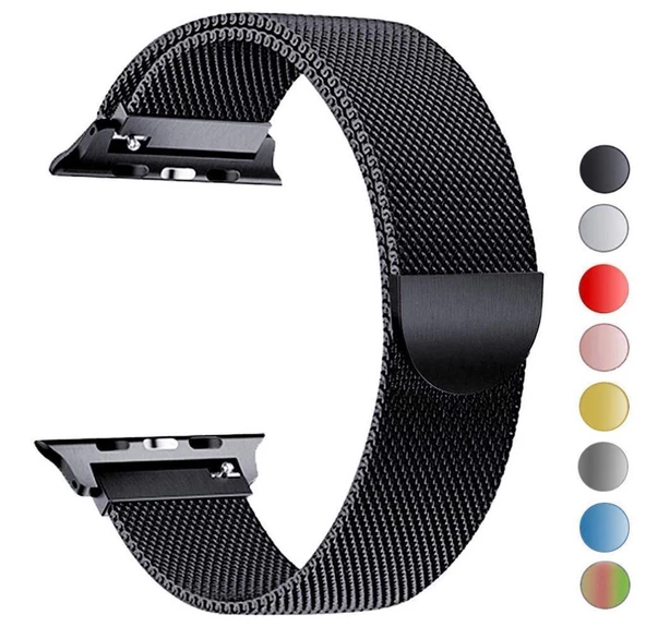 Apple Watch 38mm 40mm 42mm 44mm Çelik Mıknatıslı Hasır Kordon - 12