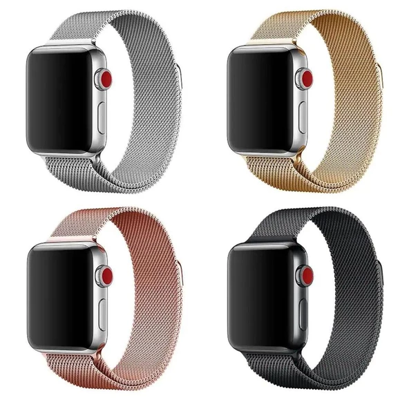 Apple Watch 38mm 40mm 42mm 44mm Çelik Mıknatıslı Hasır Kordon