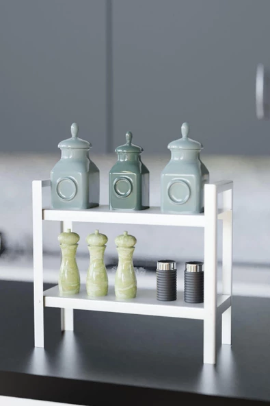 Risingmaber Dekoratif Beyaz 2 Katlı Raflı Çok Amaçlı Mutfak&Banyo Düzenleyici, Organizer MT91B - 2