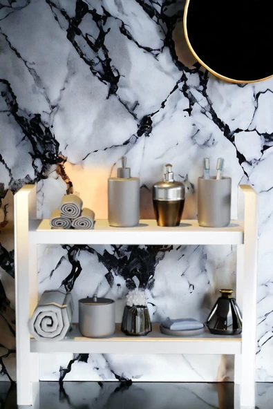 Risingmaber Dekoratif Beyaz 2 Katlı Raflı Çok Amaçlı Mutfak&Banyo Düzenleyici, Organizer MT91B - 7