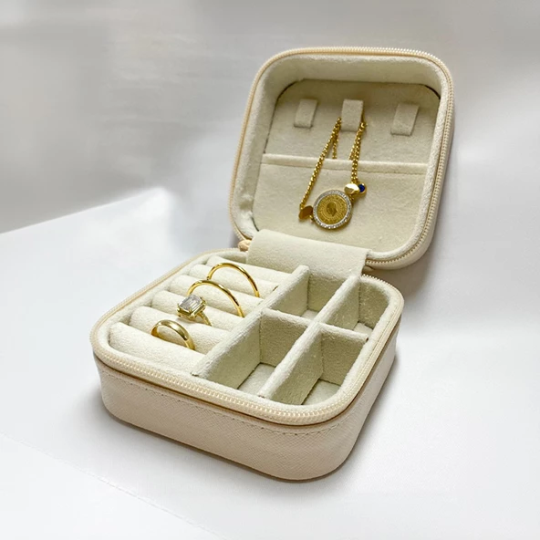 Takı Organizer Kutusu - Seyahat Aksesuar Çantası Düzenleyici-Mücevher Kutusu-Yerli Üretim-11x11x7 cm - 2