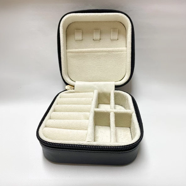 Takı Organizer Kutusu - Seyahat Aksesuar Çantası Düzenleyici-Mücevher Kutusu-Yerli Üretim-11x11x7 cm - 6