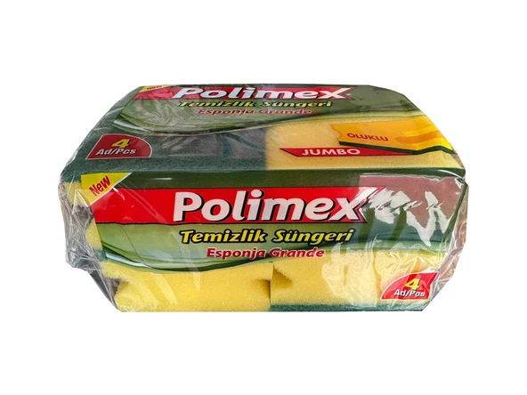 Polimex 4'lü Endüstriyel Büyük Boy Oluklu Bulaşık Süngeri - 4,5 x 9 x 12 Cm. - 4 Adetlik Paket - Resim 2