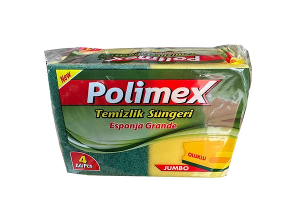 Polimex 4'lü Endüstriyel Büyük Boy Oluklu Bulaşık Süngeri - 4,5 x 9 x 12 Cm. - 4 Adetlik 5 Paket - Resim 2