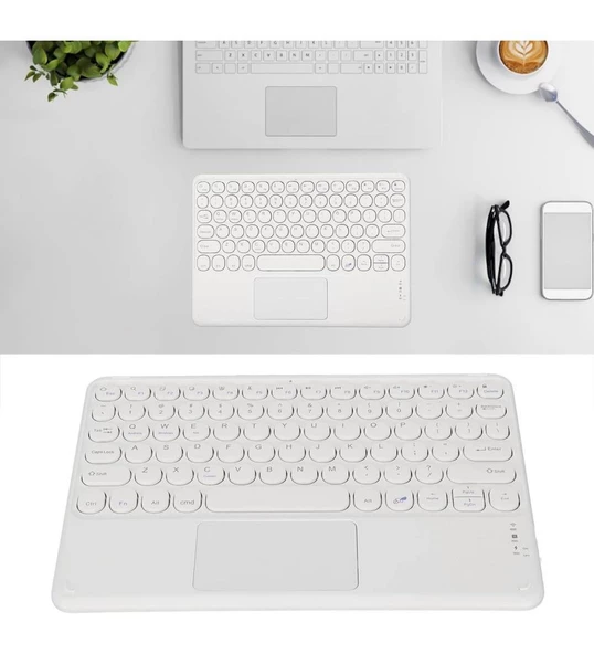 Sprange M50 10.4" Uyumlu Kablosuz Bluetooth Şarjlı TouchPad'li Türkçe Q Klavye - Beyaz - 3