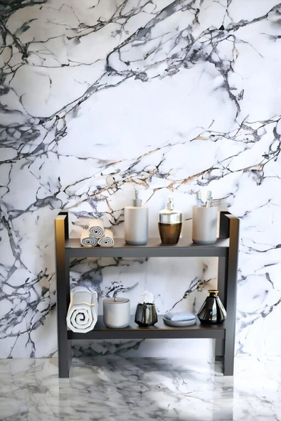 Risingmaber Dekoratif Siyah 2 Katlı Raflı Çok Amaçlı Mutfak&Banyo Düzenleyici, Organizer MT91S - 5