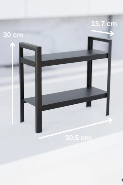 Risingmaber Dekoratif Siyah 2 Katlı Raflı Çok Amaçlı Mutfak&Banyo Düzenleyici, Organizer MT91S - 7