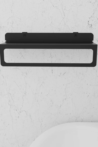 Risingmaber Siyah Ultra Güçlü Yapışkanlı Metal Raflı Havlu Tutucu, Raf Metal Havlu Askılığı MT93S - 6