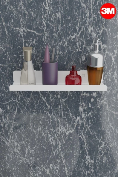 Risingmaber 3M Ultra Güçlü Yapışkanlı Beyaz Mutfak&Banyo Rafı, Çok Amaçlı Organizer Raf MT95B