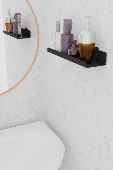 Risingmaber 3M Ultra Güçlü Yapışkanlı Siyah Mutfak&Banyo Rafı, Çok Amaçlı Organizer Raf MT95S - Resim 5