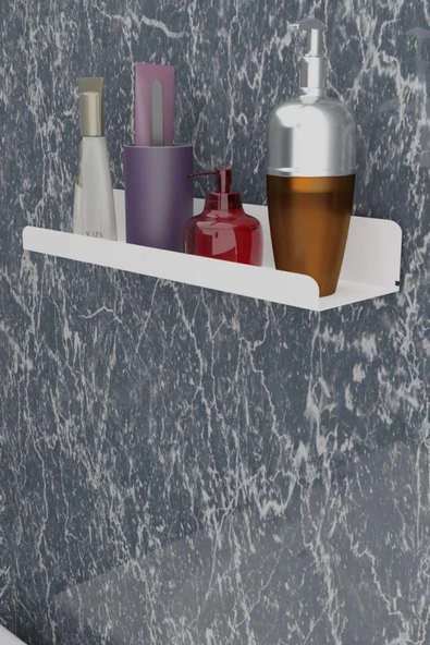 Risingmaber 3M Ultra Güçlü Yapışkanlı Beyaz Mutfak&Banyo Rafı, Çok Amaçlı Organizer Raf 2 Adet MT96B - Resim 2