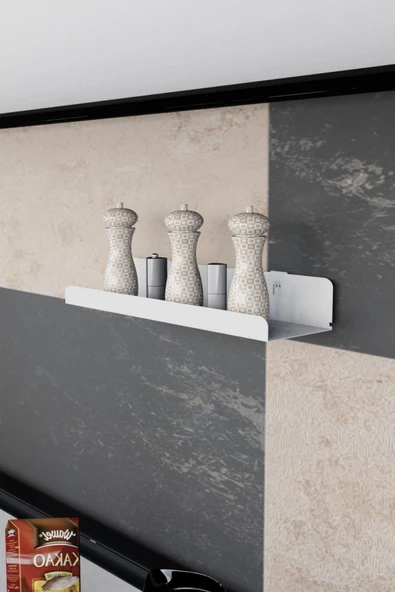 Risingmaber 3M Ultra Güçlü Yapışkanlı Beyaz Mutfak&Banyo Rafı, Çok Amaçlı Organizer Raf 2 Adet MT96B - Resim 3