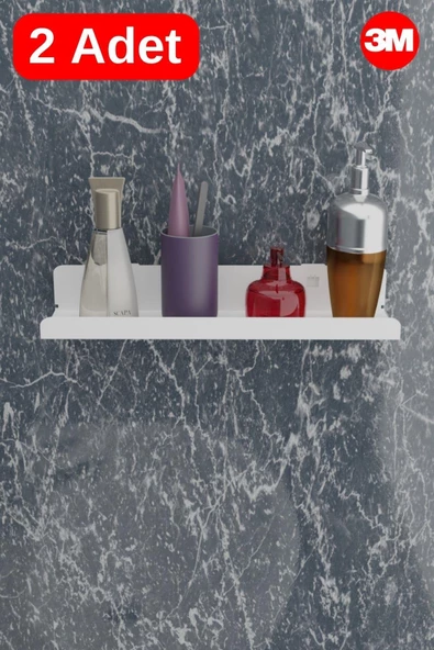 Risingmaber 3M Ultra Güçlü Yapışkanlı Beyaz Mutfak&Banyo Rafı, Çok Amaçlı Organizer Raf 2 Adet MT96B ürün görseli 1