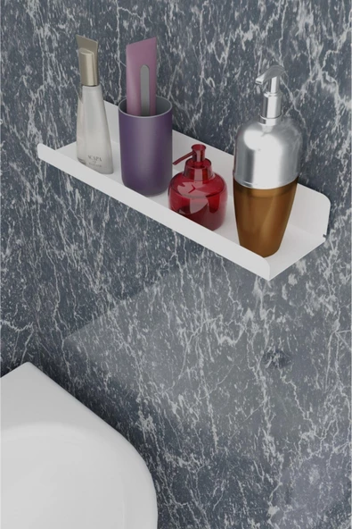 Risingmaber 3M Ultra Güçlü Yapışkanlı Beyaz Mutfak&Banyo Rafı, Çok Amaçlı Organizer Raf 2 Adet MT96B - Resim 5