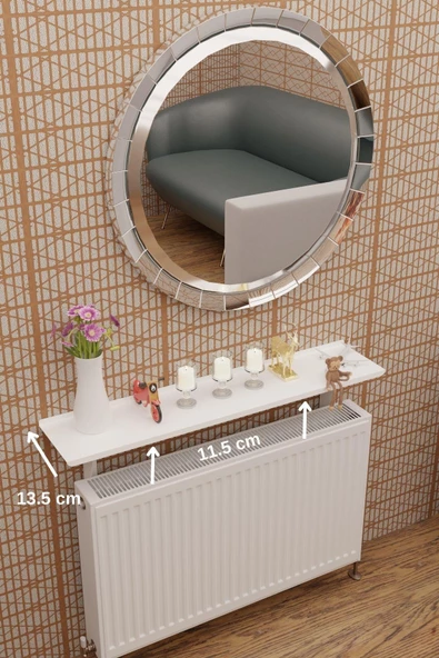 Risingmaber Beyaz Montajsız Petek Üstü Metal Raf, Kalorifer Peteği Raf Dresuar Uçan Raf 80 cm MT99B - 5