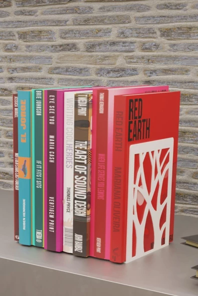 Risingmaber Ağaç Desenli Beyaz Metal Kitap Tutucu, Metal Kitap Desteği , (İkili Set)MK8B - 2