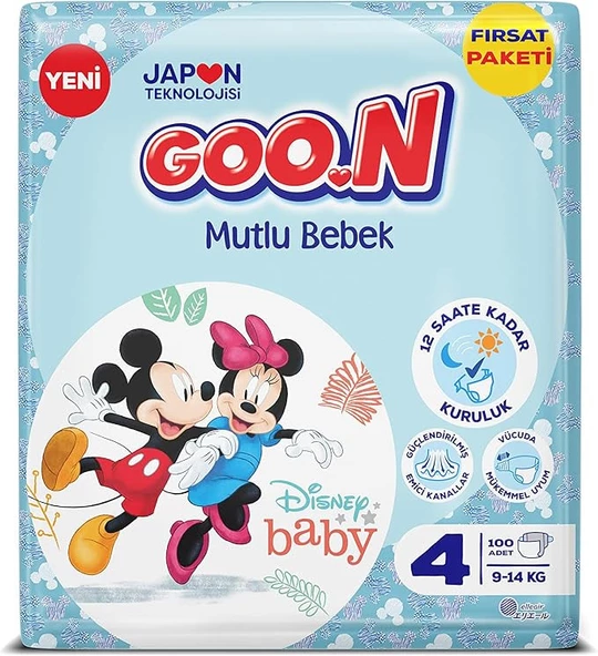 Goon Bebek Bezi Mutlu Bebek 4 Beden Fırsat Paketi 100 Adet