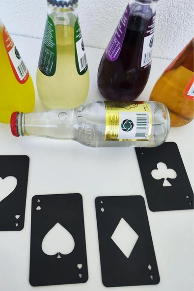 Risingmaber Metal Karo As Kupa As Maça As Sinek As Açacak, Şişe Meşrubat Soda Kola Açacak Seti 4lü Paket MT103S - 6