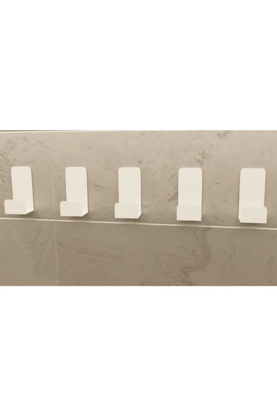 Risingmaber Yapışkanlı Beyaz Askılık Kapı Arkası Bornoz Askılığı Yapışkanlı Mutfak Banyo Askılığı Havlu, Elbise Askılığı 5'li set 3M Yapışkanlı Tasarım MT78B - 2