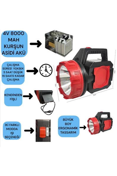 ultra güçlü uzun mesafeli led li projektör el feneri 10w - 2
