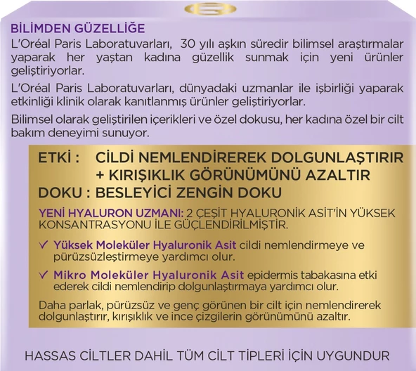 Loreal Paris Hyaluron Uzmanı Cilt Dolgunlaştıran Nemlendirici Gece Kremi 50 ml - 3