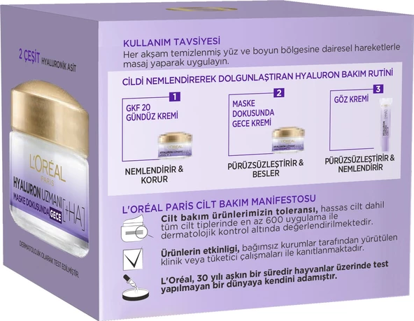 Loreal Paris Hyaluron Uzmanı Cilt Dolgunlaştıran Nemlendirici Gece Kremi 50 ml - 5